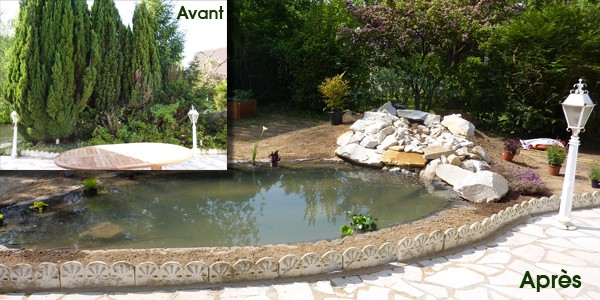 Création d’un bassin et d’une cascade dans les Yvelines