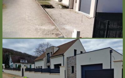 Portail Muret, clôture et portail aluminium motorisé Somfy à Chevreuse (78)